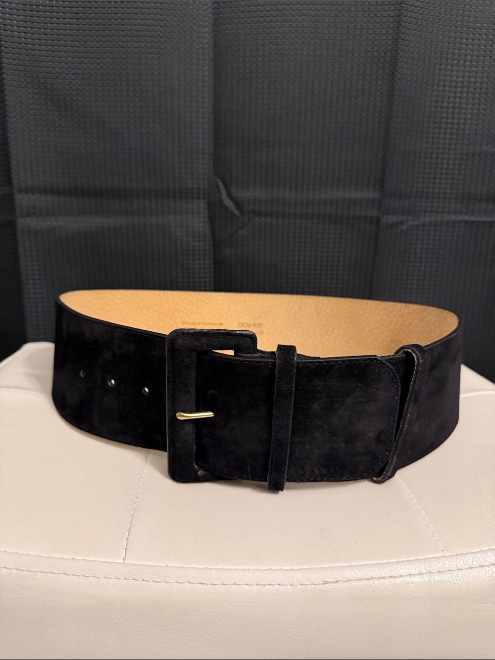 Campaign Internationale Express 90’s Suede Wide Waist Belt with Covered Buckle